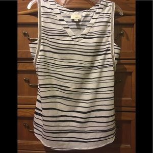 Anthropologie The Korner Blue and white v-neck striped sleeveless blouse S